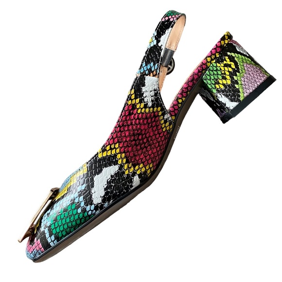 WAYDERNS NWOB Colorful Snakeskin Slingback Shoe with Block Heel 6.5 - Picture 7 of 12